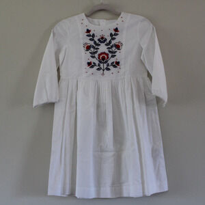 NWT Bonpoint Girl's Gardenia Dress 3/4 Sleeve‎ White Floral Embroidery Cotton 12
